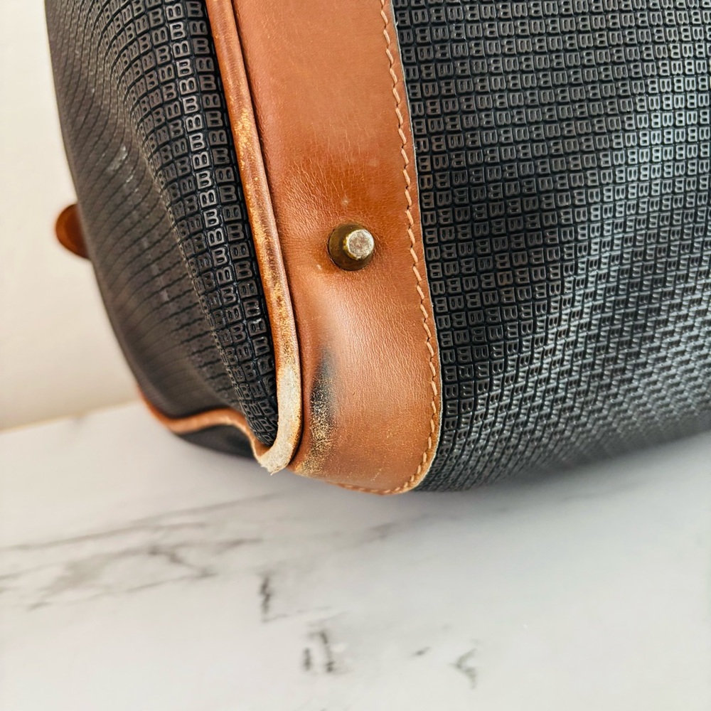 Bally‎ B Logo Boston Style Leather Bag in Black & Brown - Picture 10 of 16